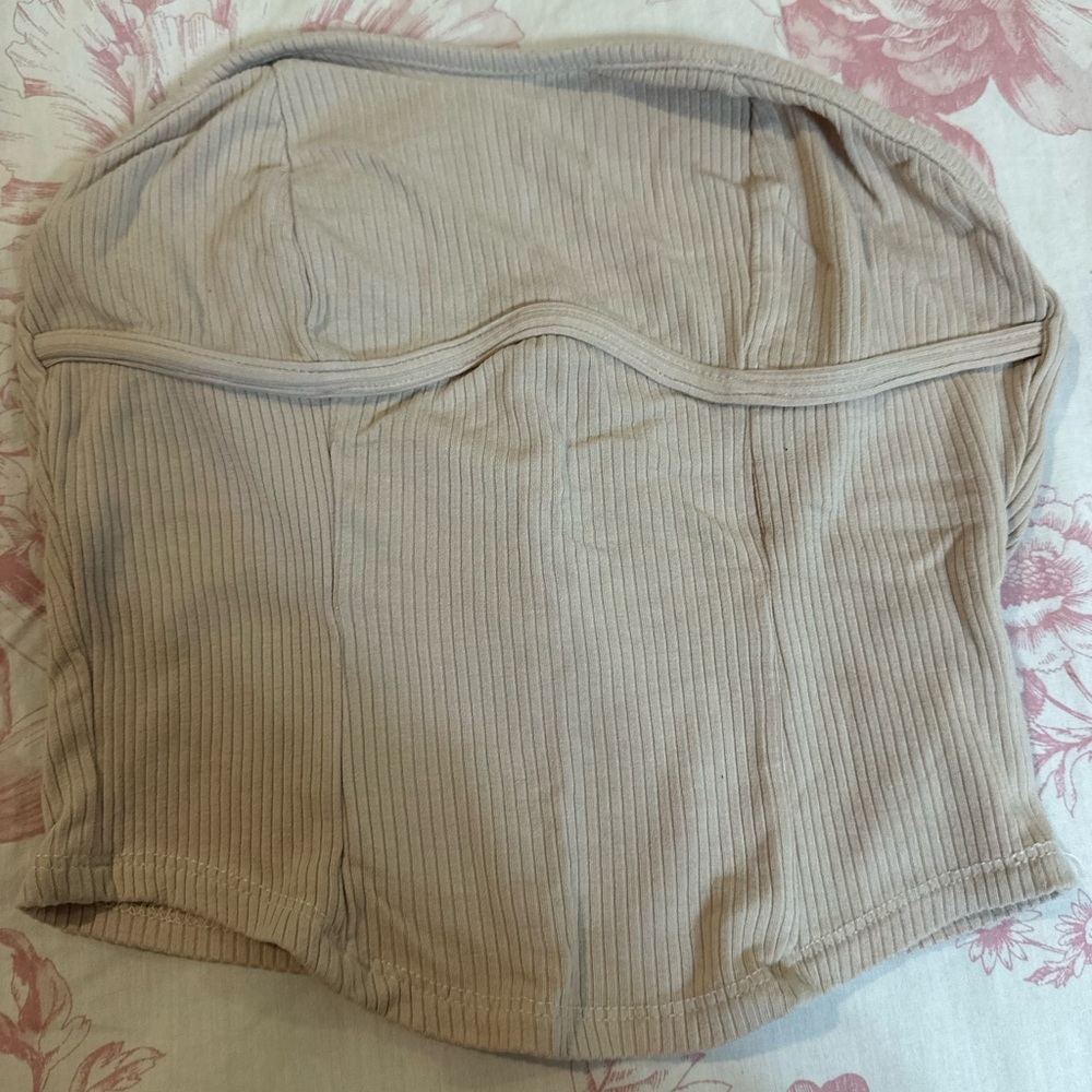 Beig Strapless Top